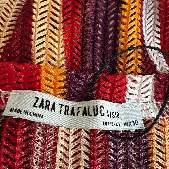 Zara Striped Retro Mesh Maxi Dress Multicolor Size L NWOT - Picture 6 of 10